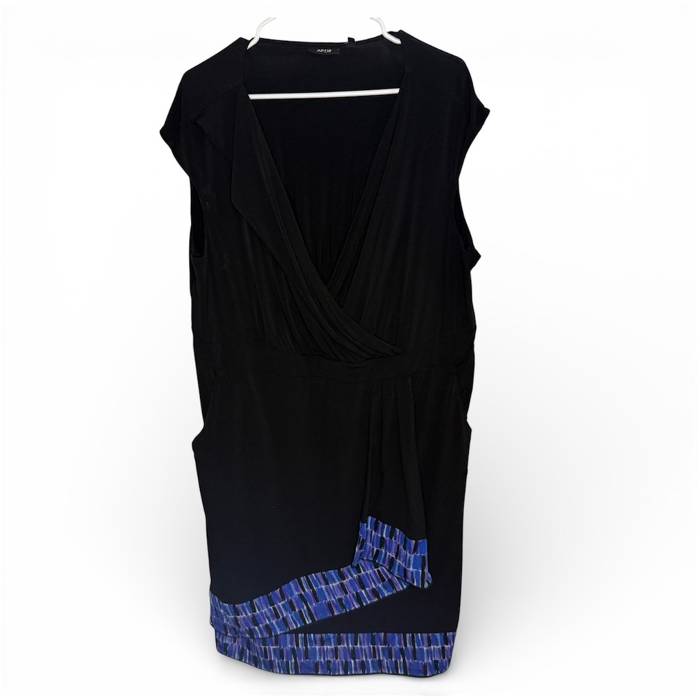 Apt 9 Faux Wrap Black Stretch Cap Sleeve Business Casual Dress Size 2X